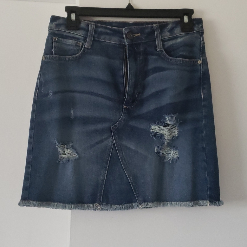 Distressed high waisted Jean skirt
